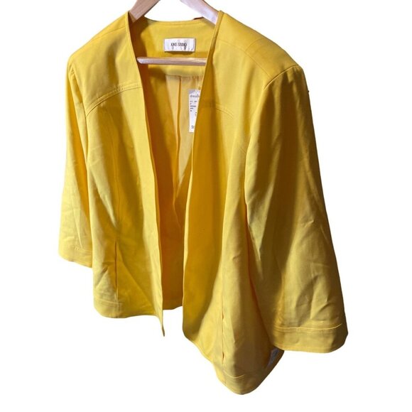 Jones Studio NWT Yellow Open Front Collarless Blazer Jacket Sz 3X - Picture 3 of 8
